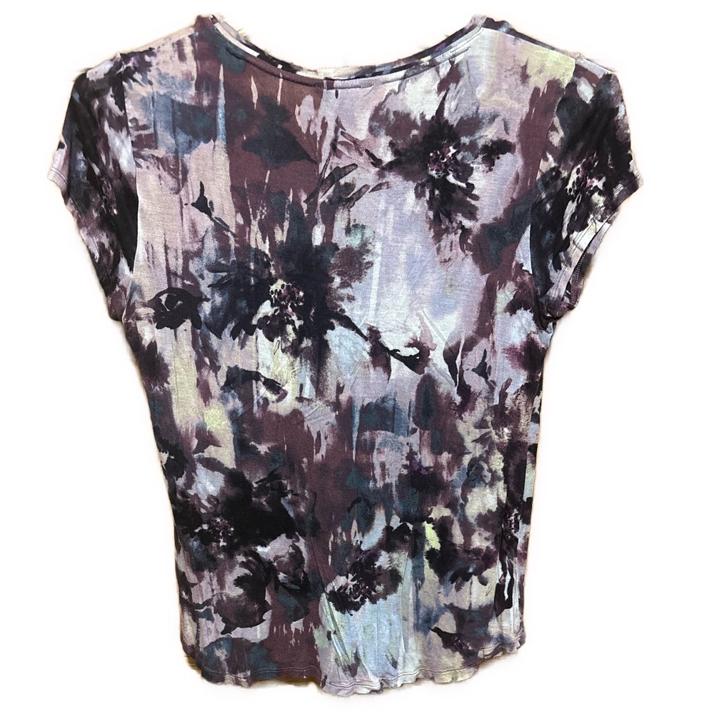 Women’s Medium Simply Vera Vera Wang Purple Tone Abstract Floral Top - Picture 2 of 6